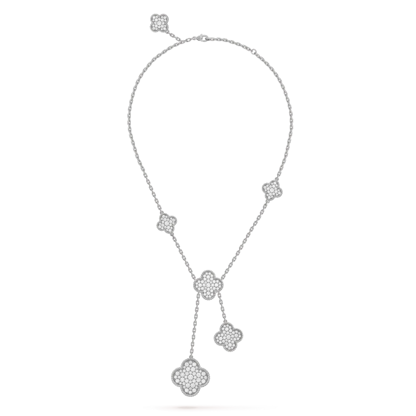 Aura Kleeblatt 5 Motive Silber Diamanten Halskette