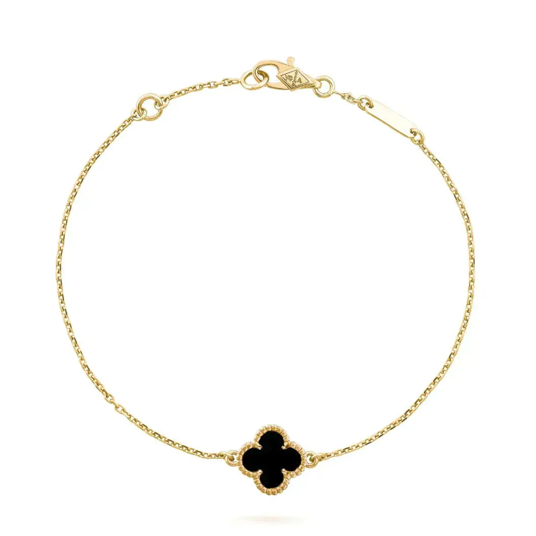 Aura CLOVER ONYX SINGLE FLOWER BRACELET