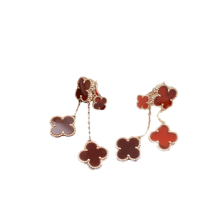 Aura CLOVER EARRINGS CARNELIAN 4 MOTIFS PINK GOLD