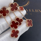 Aura CLOVER EARRINGS CARNELIAN 4 MOTIFS PINK GOLD