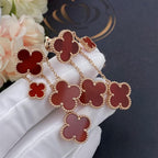 Aura CLOVER EARRINGS CARNELIAN 4 MOTIFS PINK GOLD