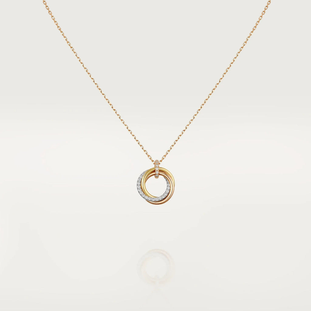 Aura TRINITY NECKLACE SILVER GOLD PINK GOLD DIAMONDS
