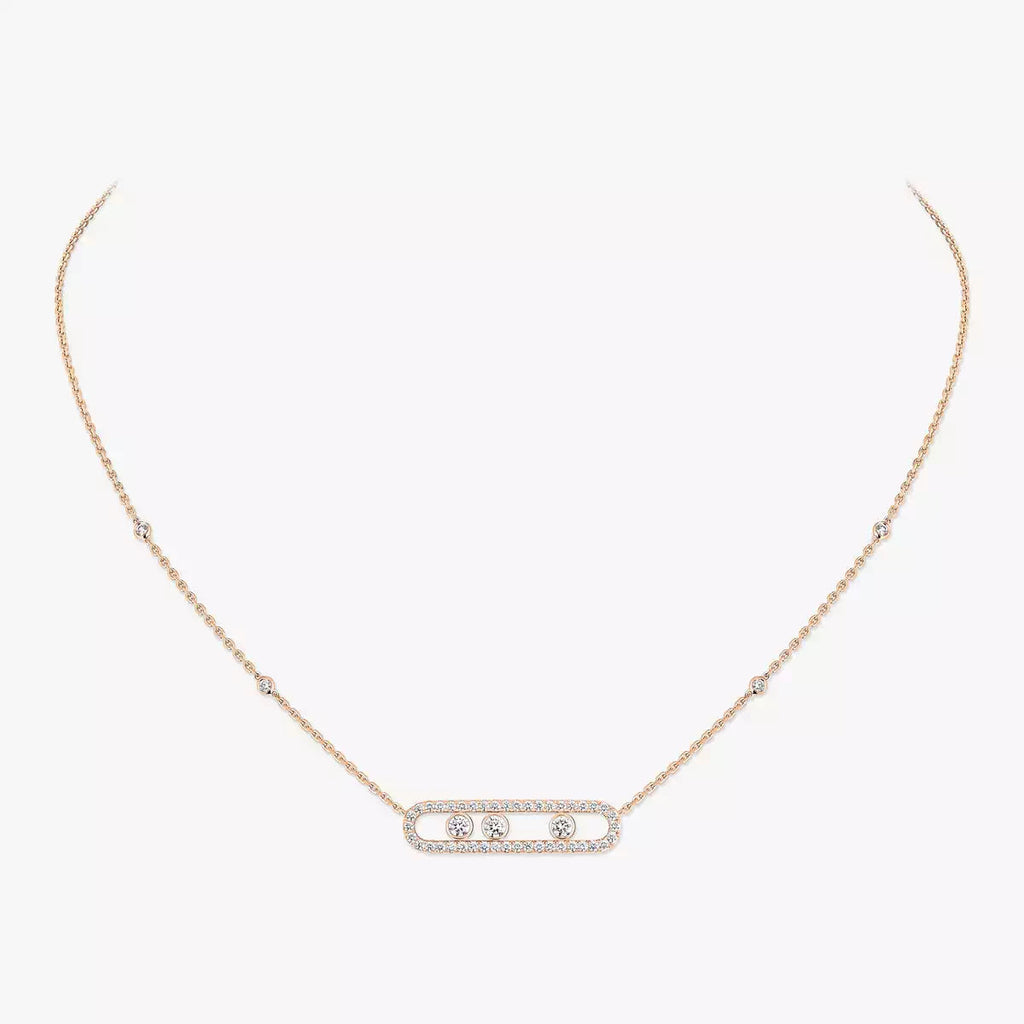 [Aura ]  Move Pave_ Rose Gold Diamond Necklace
