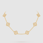 [Aura ]CLOVER 10 MOTIFS FULL DIAMOND NECKLACE
