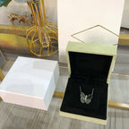 Aura LARGE BUTTERFLY SILVER PENDANT DIAMOND NECKLACE