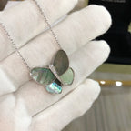 Aura LARGE BUTTERFLY SILVER PENDANT DIAMOND NECKLACE
