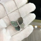 Aura LARGE BUTTERFLY SILVER PENDANT DIAMOND NECKLACE