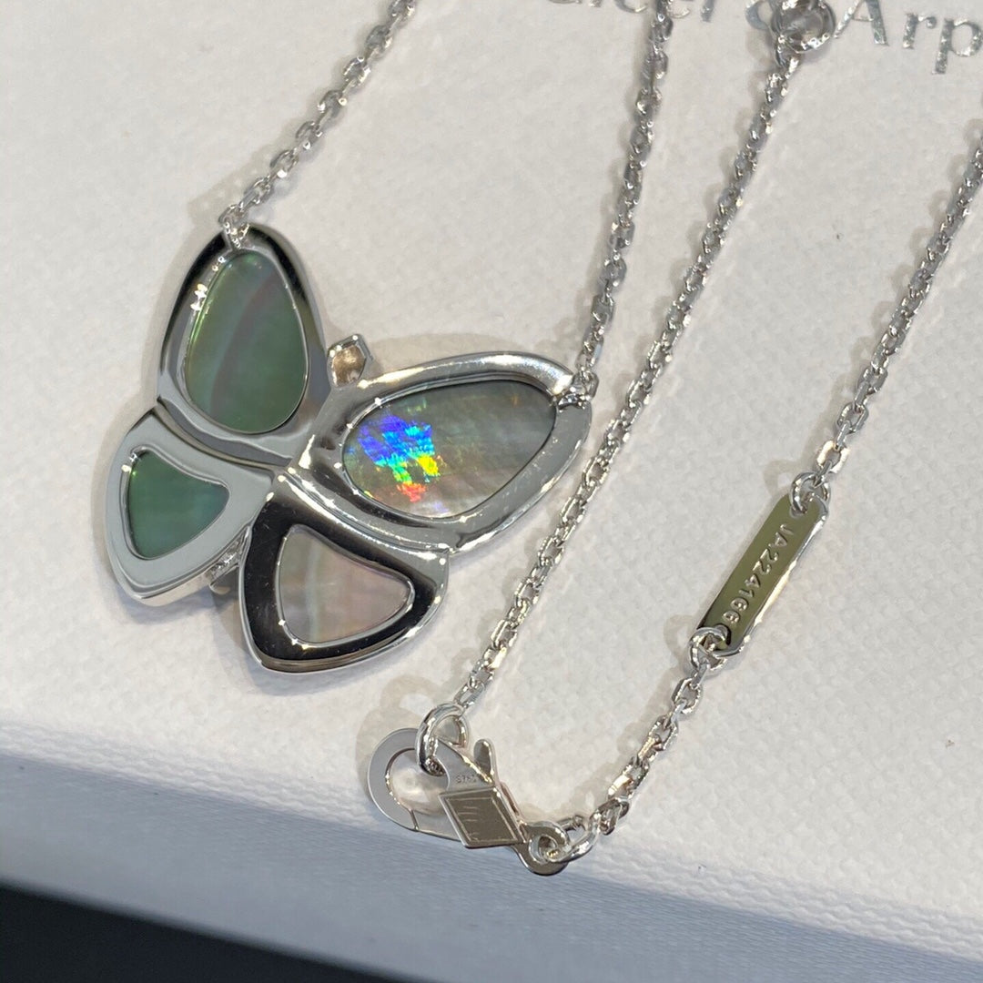 Aura LARGE BUTTERFLY SILVER PENDANT DIAMOND NECKLACE