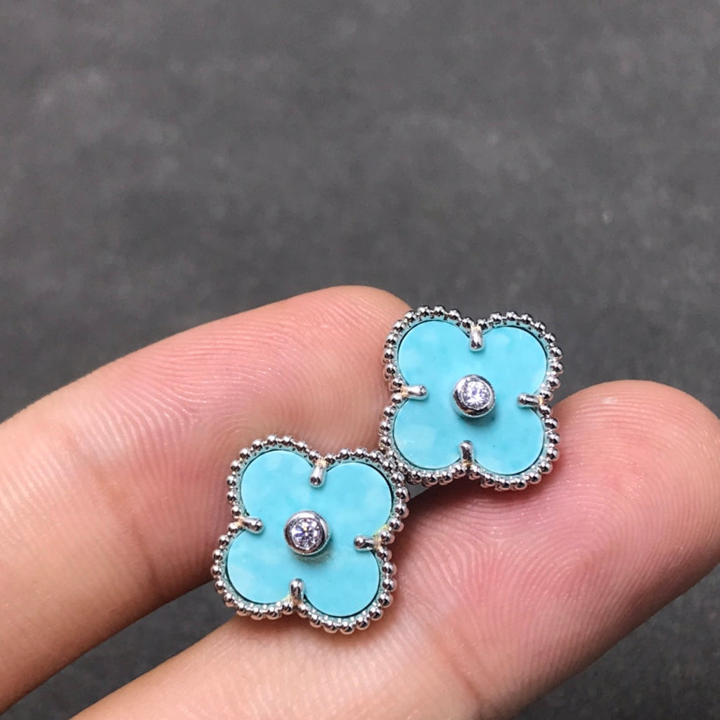 Aura CLOVER 1 DIAMOND BLUE SKY SILVER EARRINGS