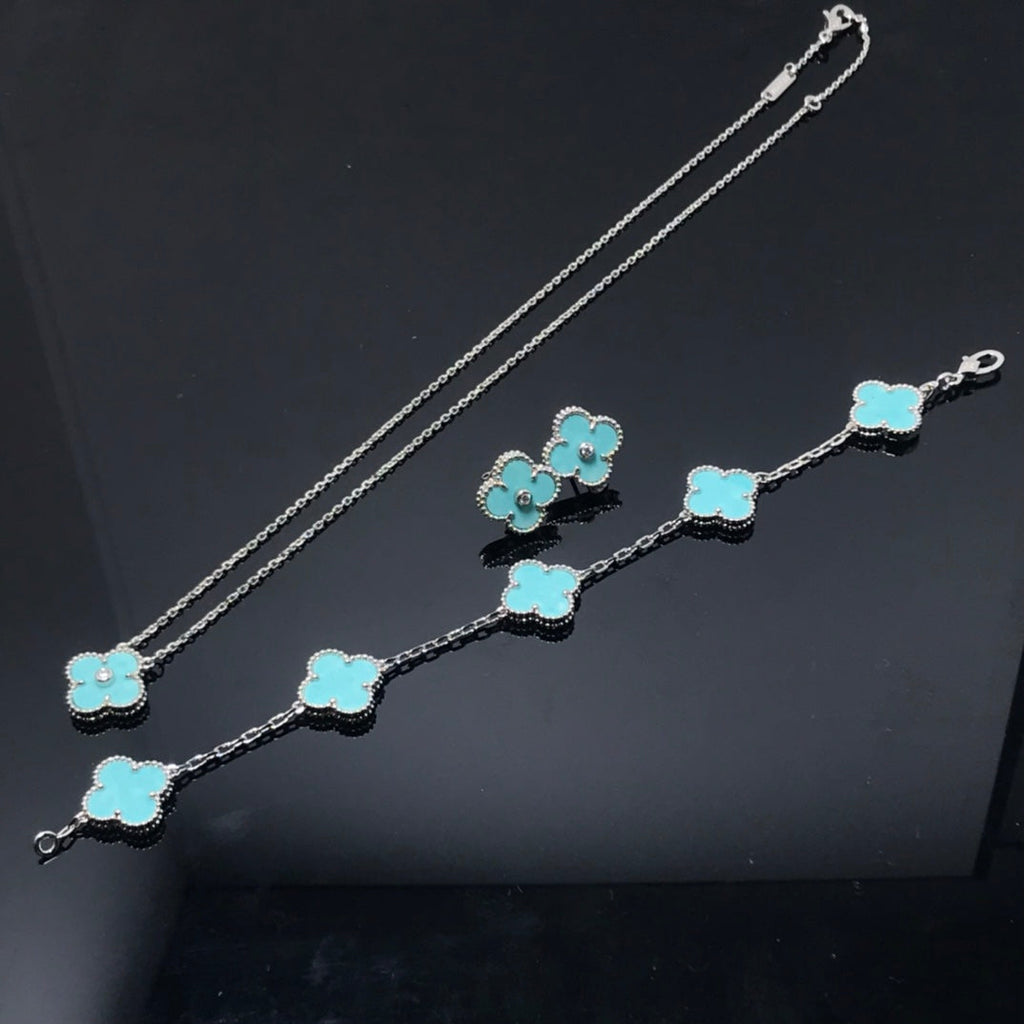 Aura CLOVER 1 DIAMOND BLUE SKY SILVER EARRINGS