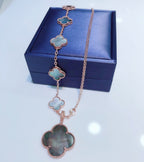 Aura COMBINED BRACELET 5 MOTIFS AND NECKLACE DARK MOP ROSE GOLD