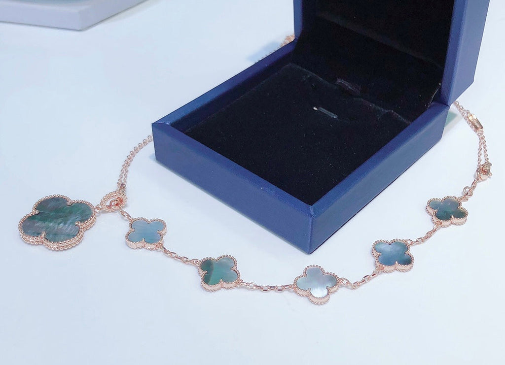 Aura COMBINED BRACELET 5 MOTIFS AND NECKLACE DARK MOP ROSE GOLD