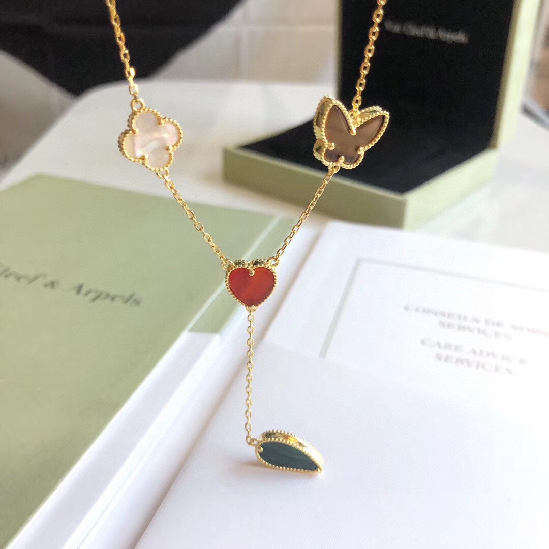 Aura LUCKY SPRING 4 MOTIFS ROSE GOLD NECKLACE