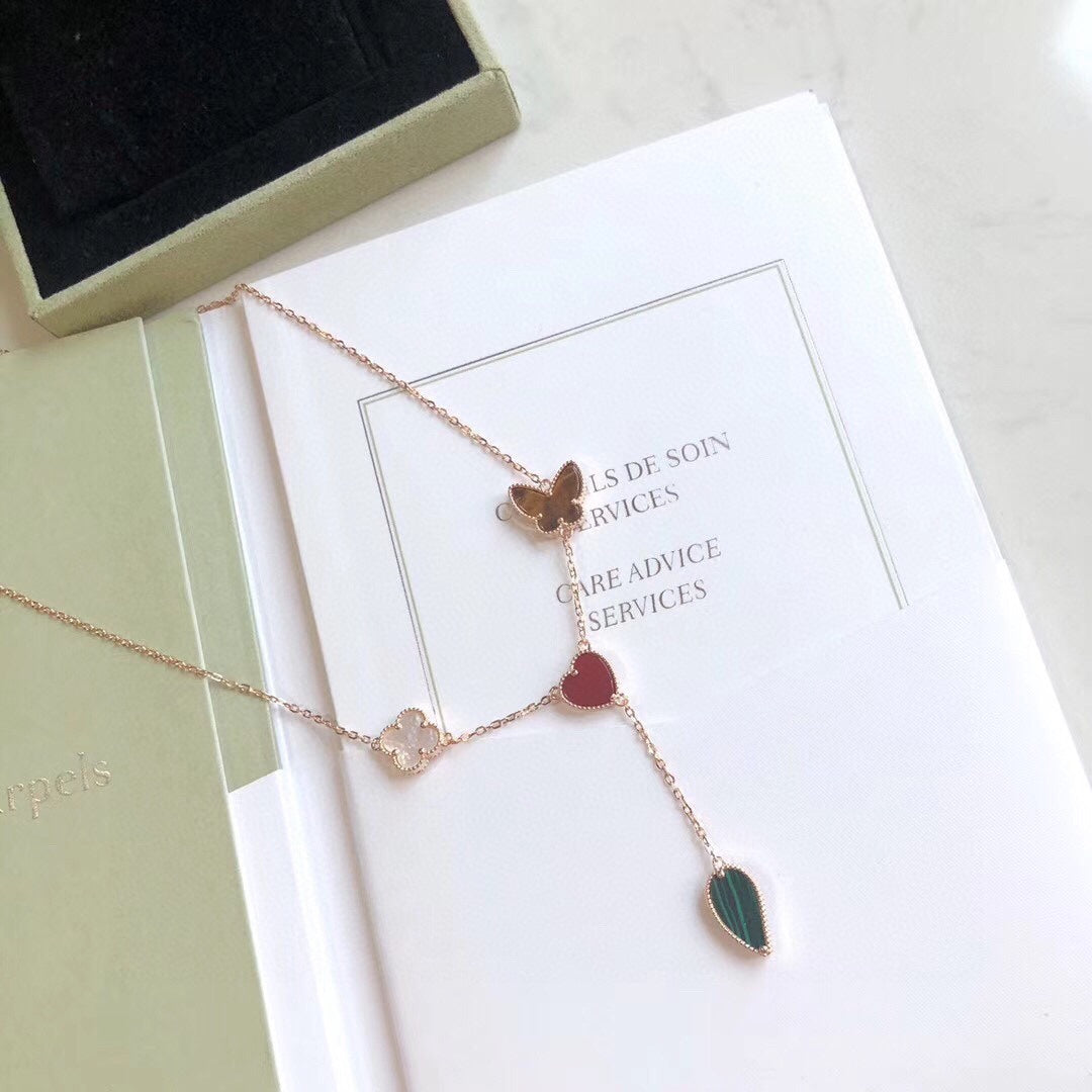 Aura LUCKY SPRING 4 MOTIFS ROSE GOLD NECKLACE