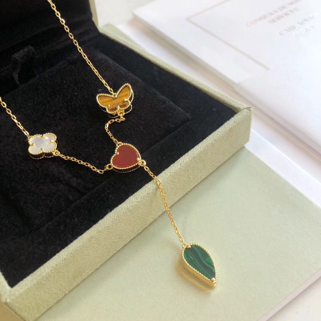 Aura LUCKY SPRING 4 MOTIFS ROSE GOLD NECKLACE