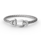 Aura FORCE LARGE HORSESHOE HALF DIAMOND BRACELET SILVER