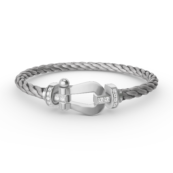 Aura FORCE LARGE HORSESHOE HALF DIAMOND BRACELET SILVER