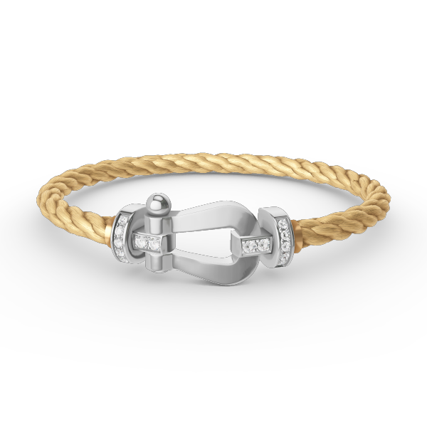 Aura FORCE LARGE HORSESHOE HALF DIAMOND BRACELET SILVER