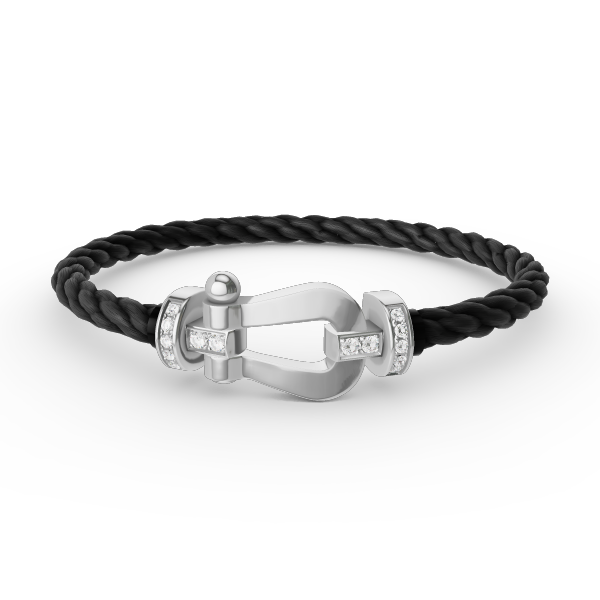 Aura FORCE LARGE HORSESHOE HALF DIAMOND BRACELET SILVER