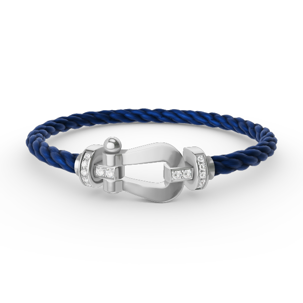 Aura FORCE LARGE HORSESHOE HALF DIAMOND BRACELET SILVER
