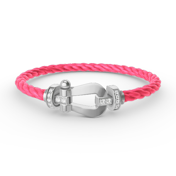 Aura FORCE LARGE HORSESHOE HALF DIAMOND BRACELET SILVER