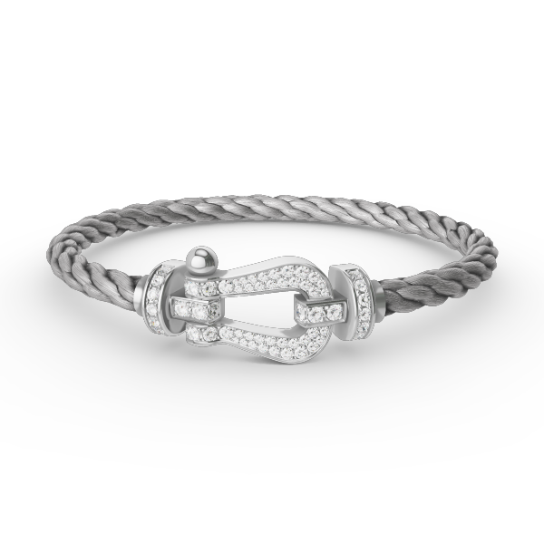 Aura FORCE GROSSES HORSESHOE-ARMBAND MIT VOLLSTÄNDIGER DIAMANTBESETZUNG SILBER