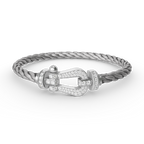 Aura FORCE GROSSES HORSESHOE-ARMBAND MIT VOLLSTÄNDIGER DIAMANTBESETZUNG SILBER