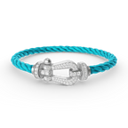 Aura FORCE GROSSES HORSESHOE-ARMBAND MIT VOLLSTÄNDIGER DIAMANTBESETZUNG SILBER