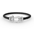 Aura FORCE GROSSES HORSESHOE-ARMBAND MIT VOLLSTÄNDIGER DIAMANTBESETZUNG SILBER