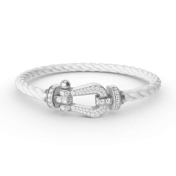 Aura FORCE GROSSES HORSESHOE-ARMBAND MIT VOLLSTÄNDIGER DIAMANTBESETZUNG SILBER