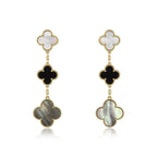 Aura CLOVER OHRRINGE GOLD ONYX PERLMUTT 3 MOTIVE